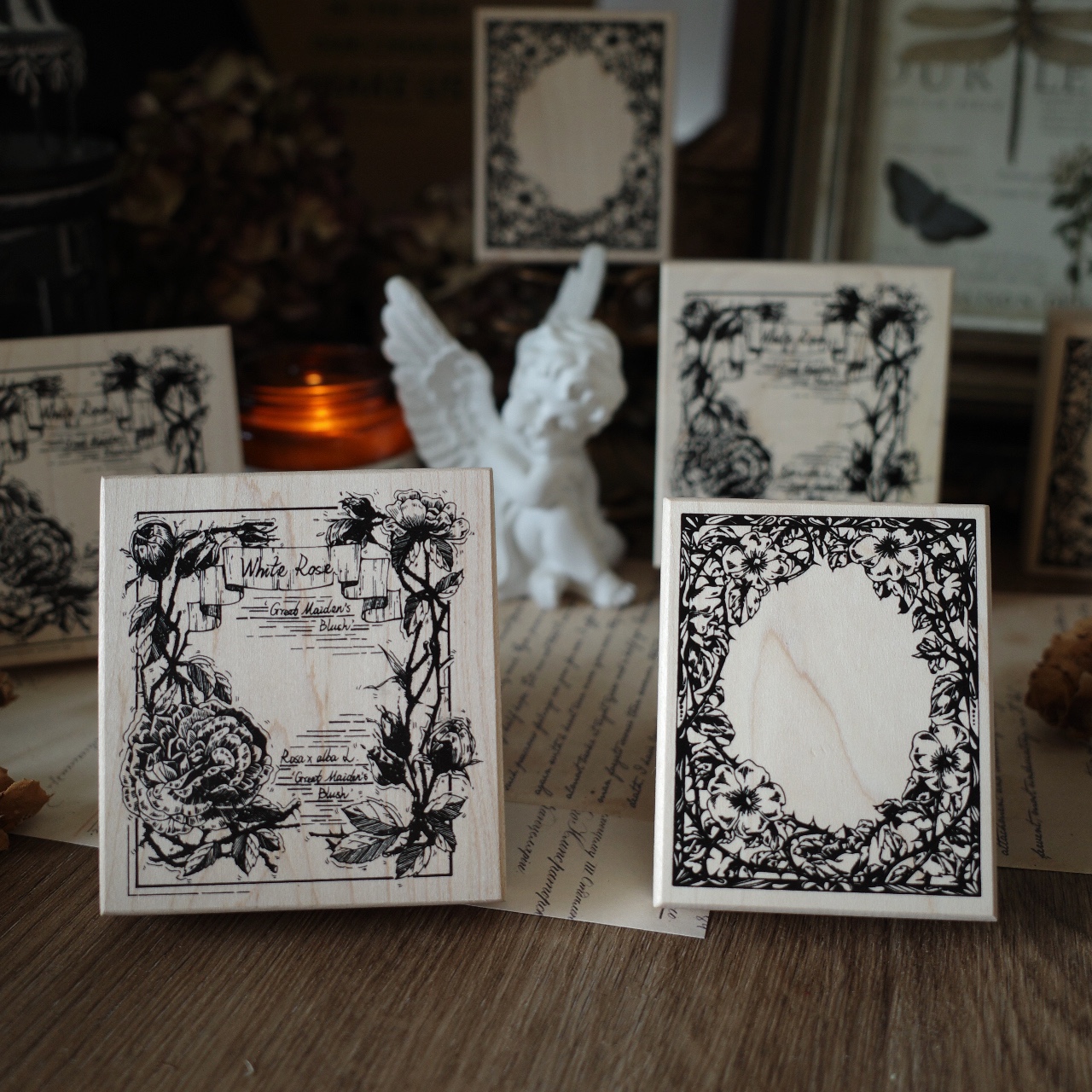 Diy Holzstempel Gummi Scrapbooking Journal Retro Rand Big Flower Seal [Buchstabe Blume