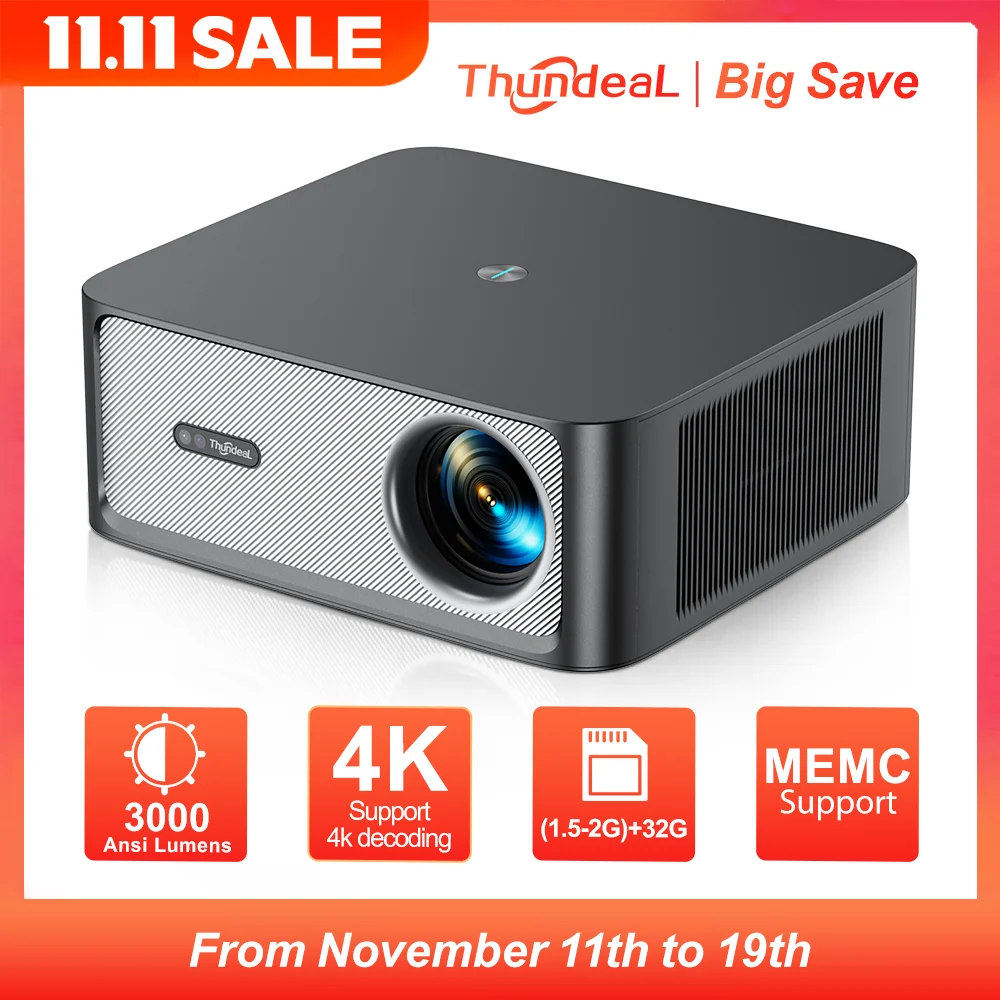 ThundeaL 3000Ansi 4K Full HD Projector TD98Pro 2G 32G Home Theater WiFi Android Portable Samrt TV Cinema TD98 Pro Beam Projector