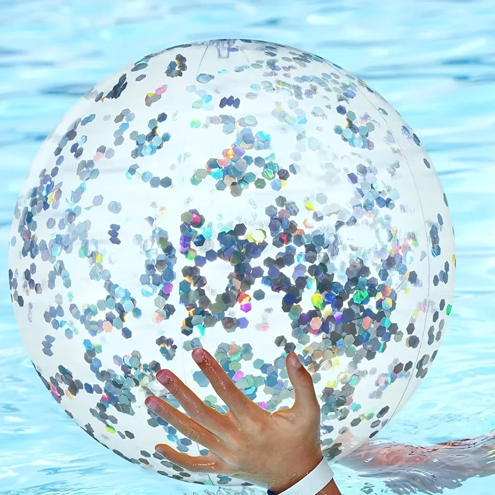 1pc bola de praia inflável pvc lantejoulas bal verão praia piscina festa esportes aquáticos acessórios divertidos
