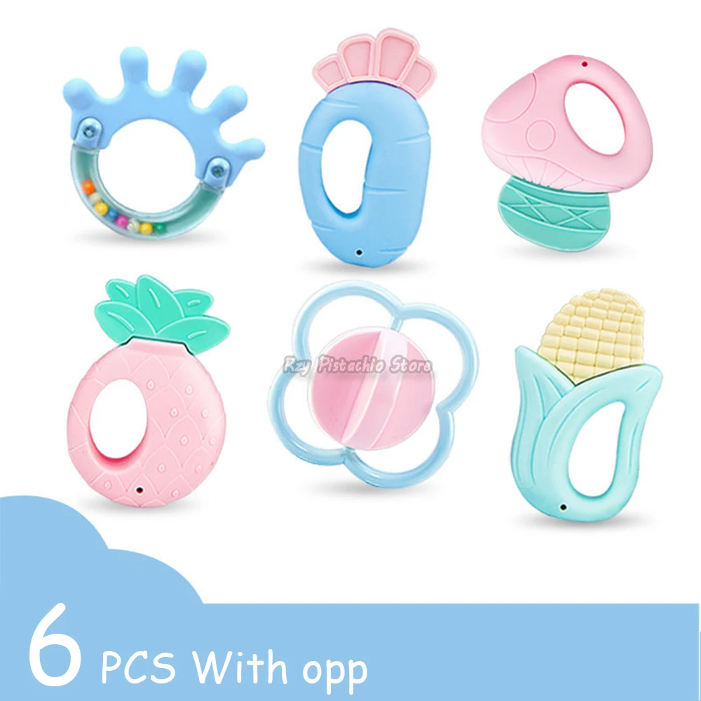 6-14 Chiếc Bé Lục Lạc 0-12 Tháng Tuổi Sơ Sinh Mềm Chuông Teethers Tay Lắc Cũi Di Động Vòng Giáo Dục đồ Chơi Cho Trẻ Em Bộ Quà Tặng