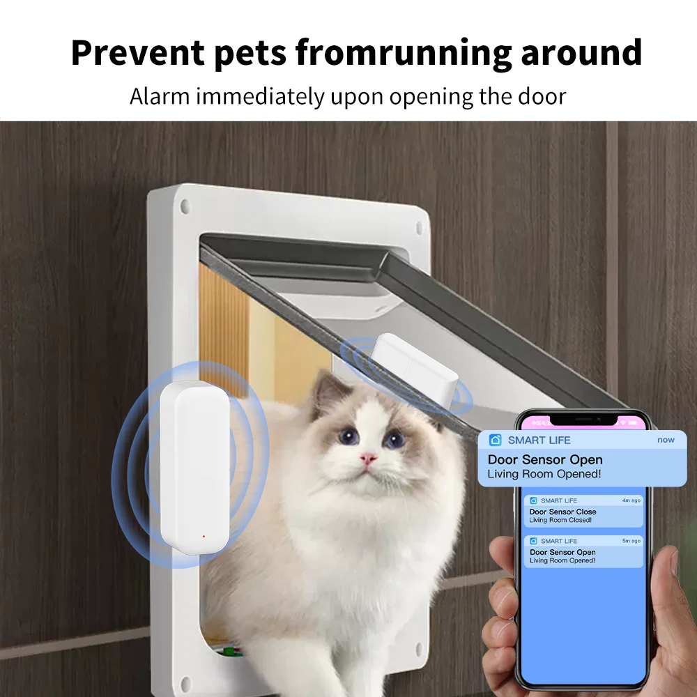 Датчик двери и окна Tuya Wi-Fi или ZigBee, умный дом, беспроводные детекторы открытия и закрытия дверей, приложение, удаленная сигнализация, работа с яндексами Alexa
