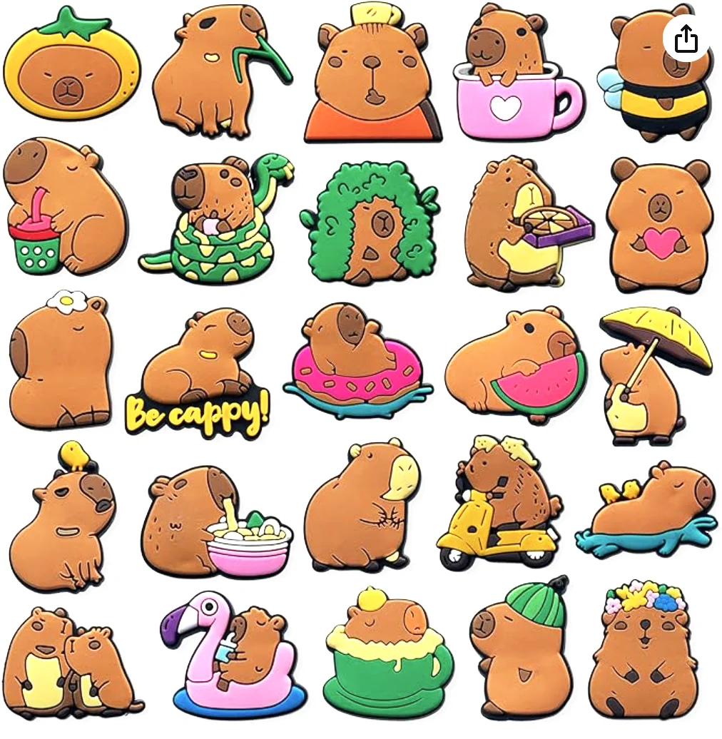 25 ciondoli per scarpe serie Capybara per sandali diapositive, decorazioni per scarpe in PVC accessori per bomboniere regalo di compleanno di Natale