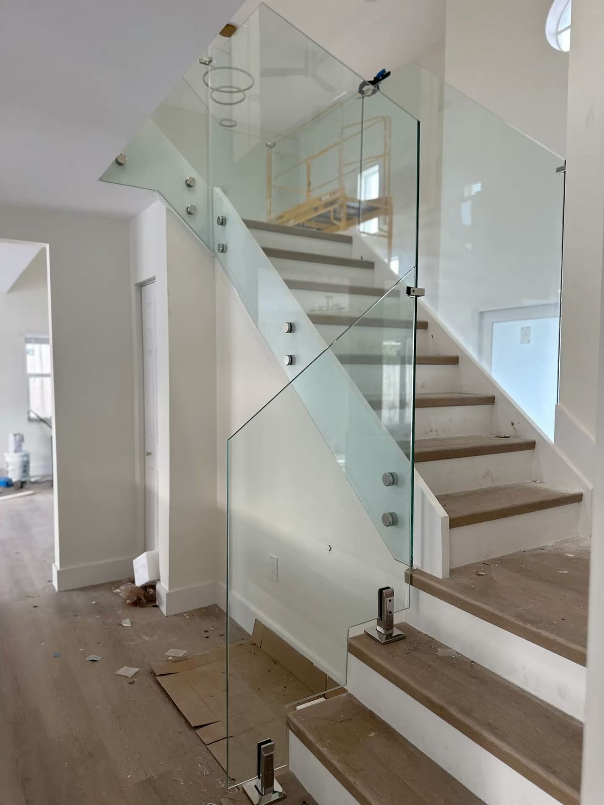 Corrimãos de escada de vidro preto, balaustrada interna, cerca de segurança, aço inoxidável, corrimão de varanda, vidro temperado