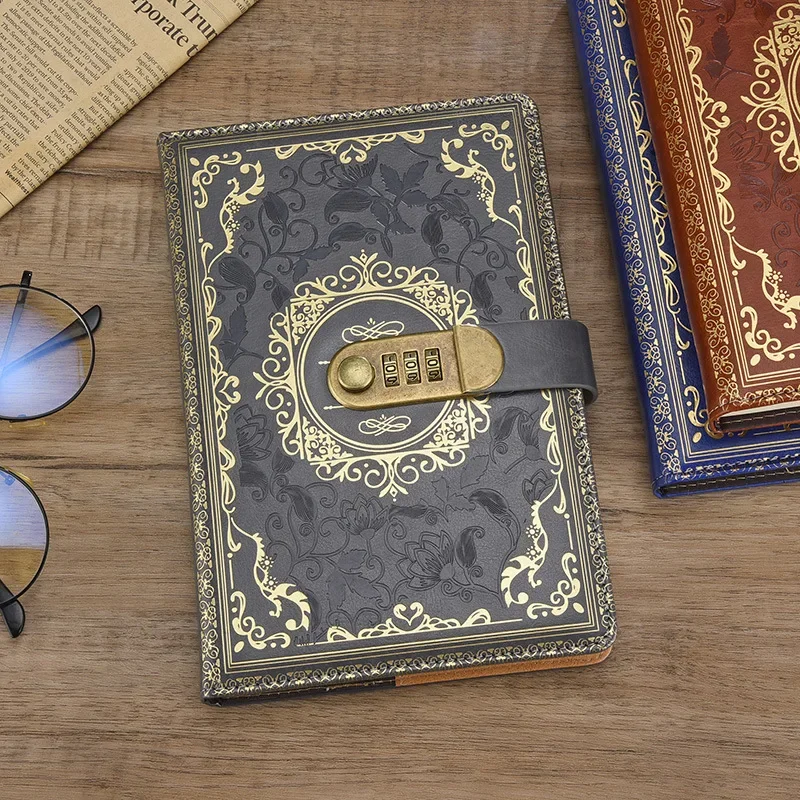 Retro Digital Password Notebook A5 Notebooks and Journals with Lock Diary Perfect for Men Women Kids Persons Privacy Gift