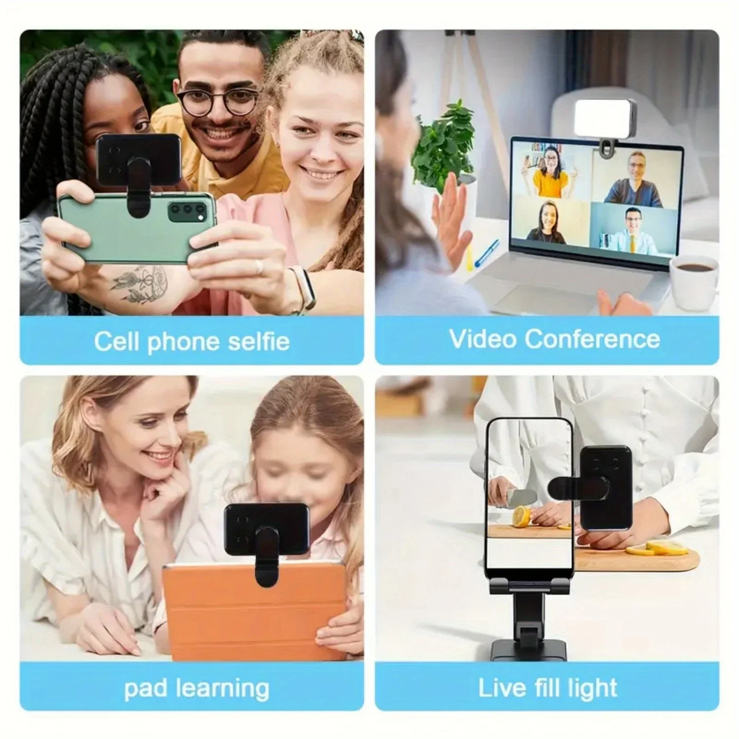 Mini luz de relleno para Selfie, 3 modos de Color, brillo ajustable, recargable, Clip en teléfonos móviles, ordenadores, fotografía, luces LED