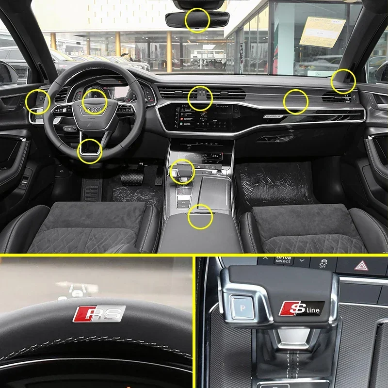 Car Aluminium Alloy Steering Wheel Sticker Emblem for Audi SLine Logo A3 A4 A5 A6 A7 A8 Q3 Q5 RS3 RS4 RS5 RS6 S3 S4 S5 Badge