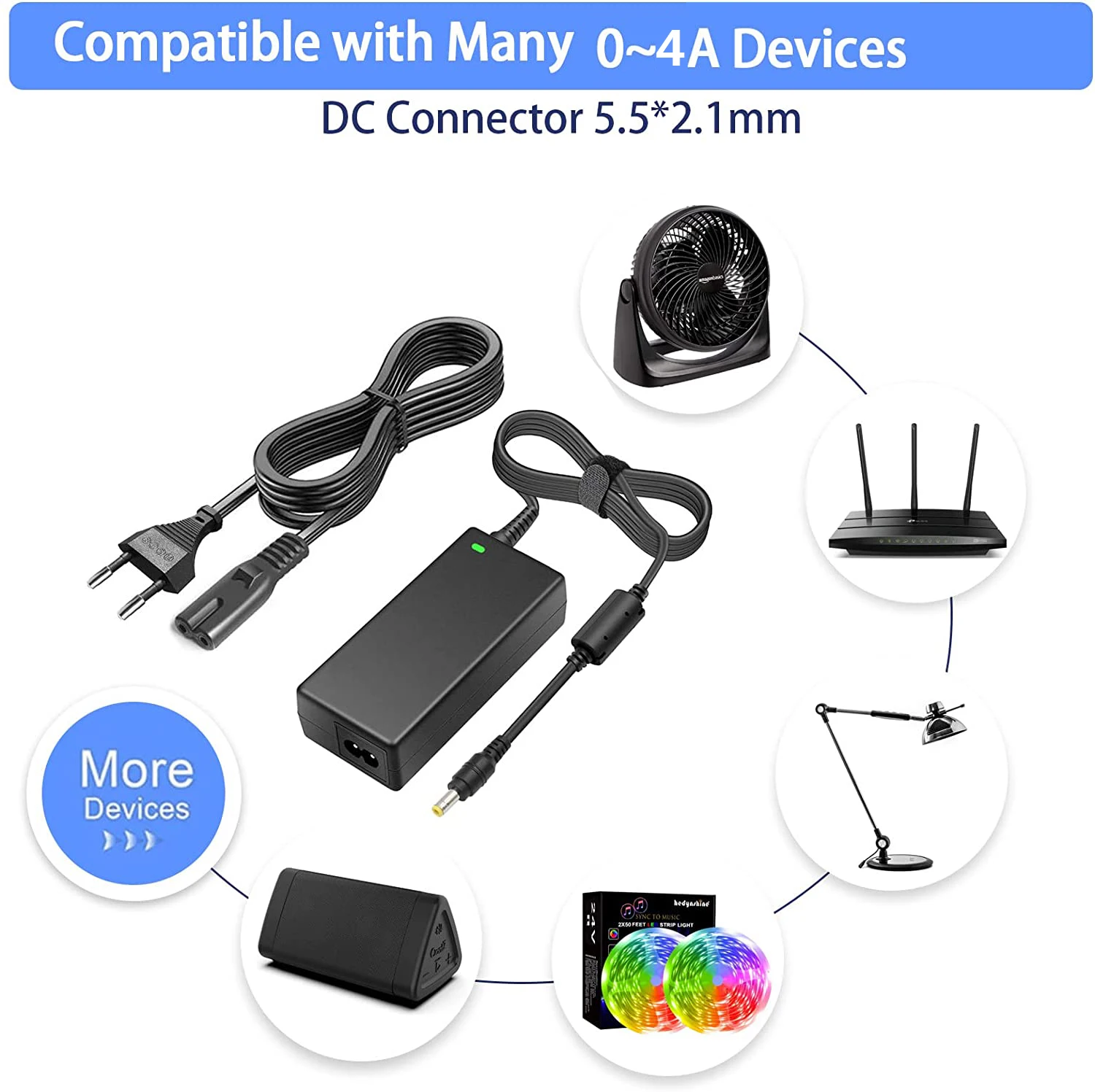 DC5V/12V/24V LED Adapter 4A Power Supply EU/US/AU/UK Plug 5.5mmx2.1mm Connector Lighting Transformer For LED Strip IP Camera