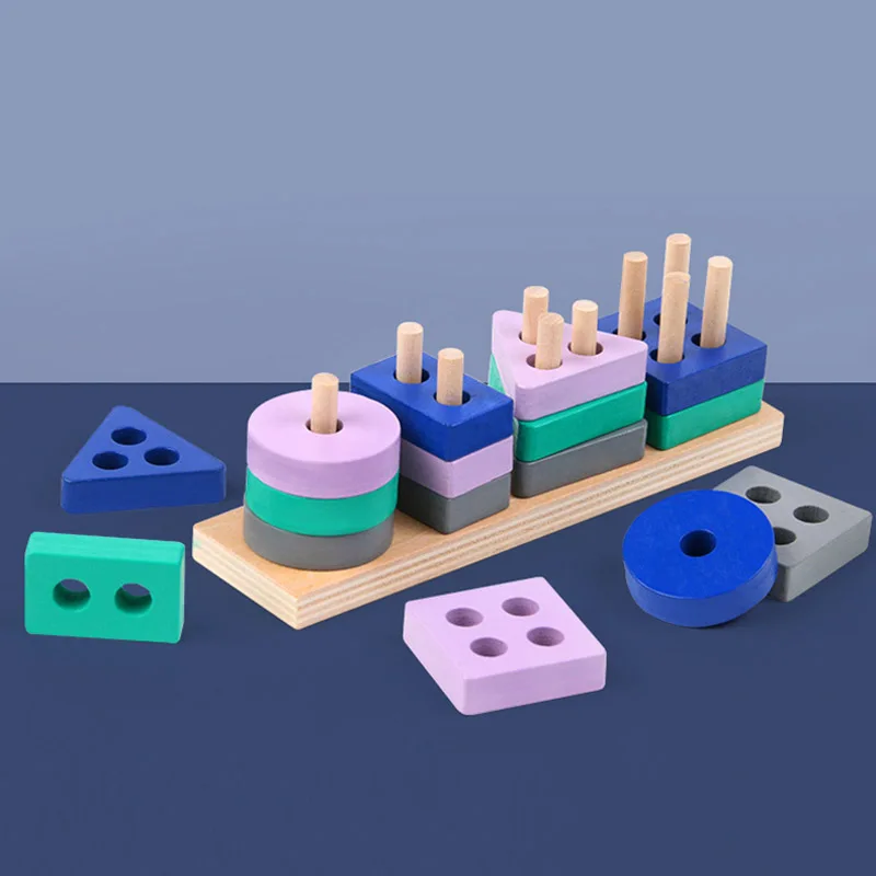 Мини-игрушка Монтессори, деревянные строительные блоки, развивающие игрушки, макароны, цвет, форма, спичка, игрушки-головоломки для мальчиков и девочек