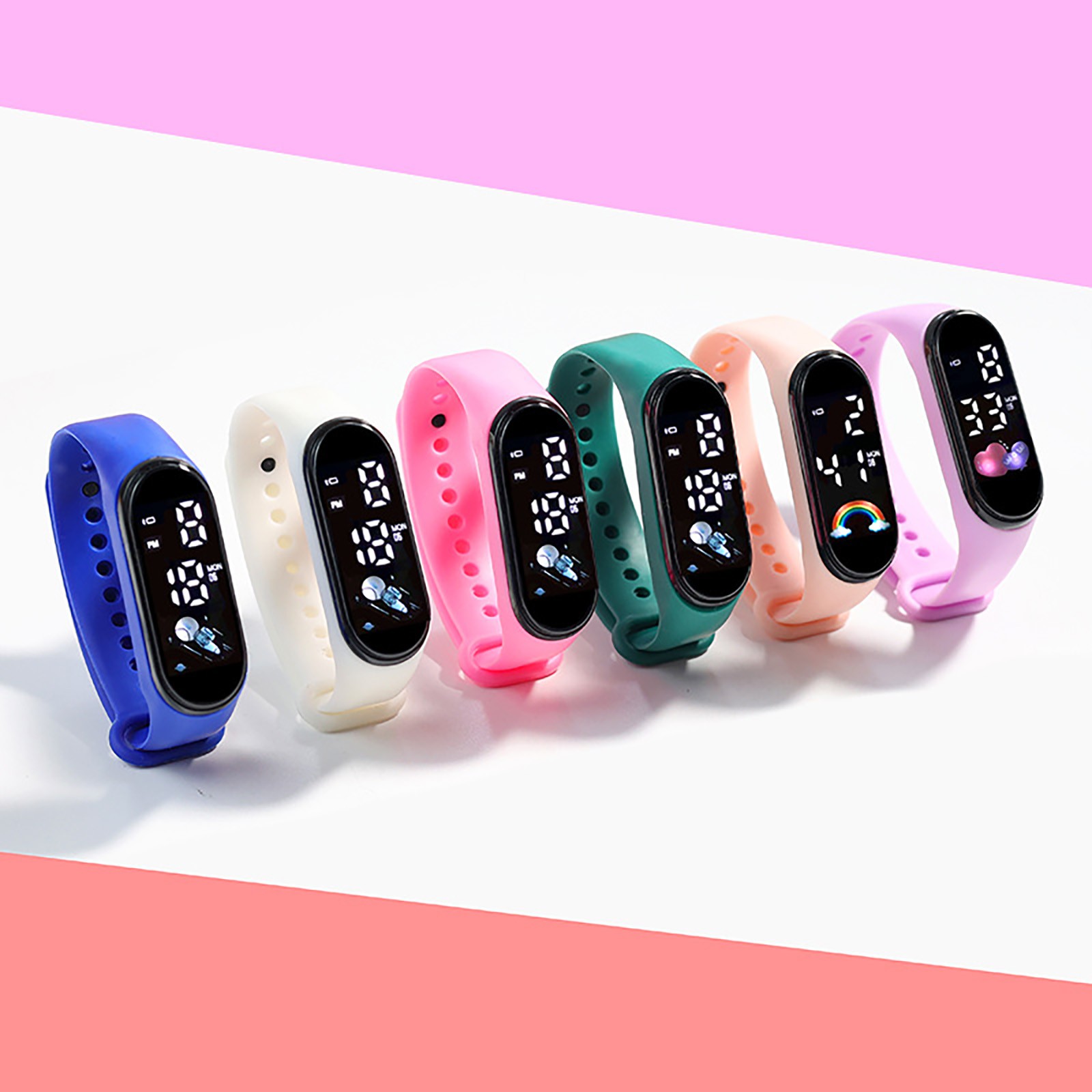 Reloj inteligente Kawaii para niños, relojes digitales para niños, relojes deportivos impermeables para niños, relojes para niños y niñas, reloj de silicona