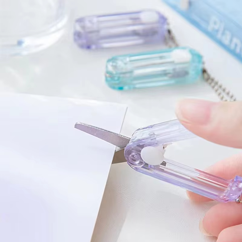 Mini ciseaux transparents, ciseaux portables pliants rétractables, ciseaux en papier faits à la main pour étudiants