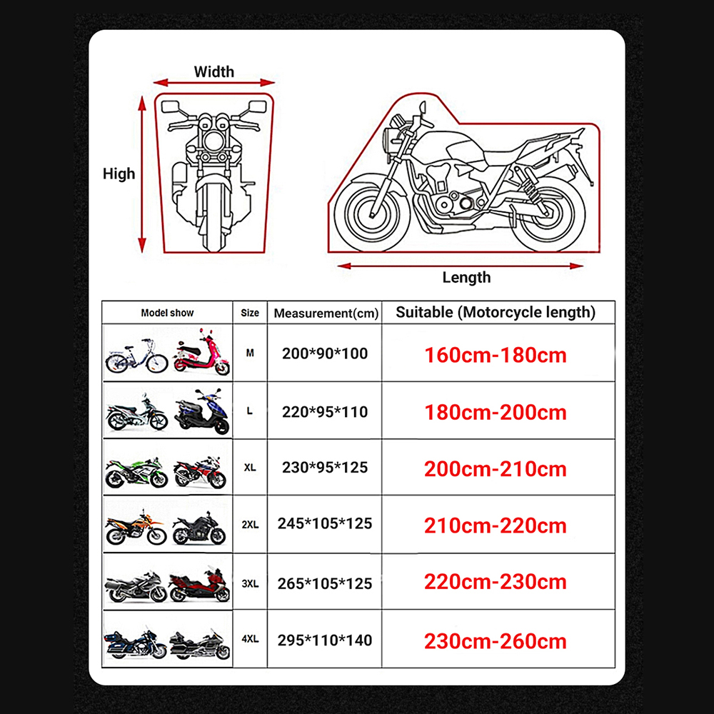 Copertura per moto per moto Funda Moto Bike per tutte le stagioni Impermeabile antipolvere Protezione UV Copertura antipioggia per motocross per interni ed esterni