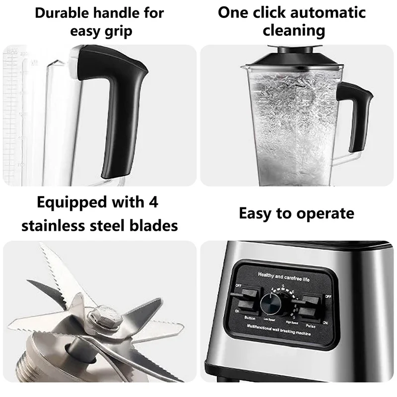 Mocny blender 6000W, mikser, wyciskarka do soków, blender do smoothie, blender stołowy, pojemnik 2,5L, robot kuchenny, blender do lodu, orzechów i owoców.