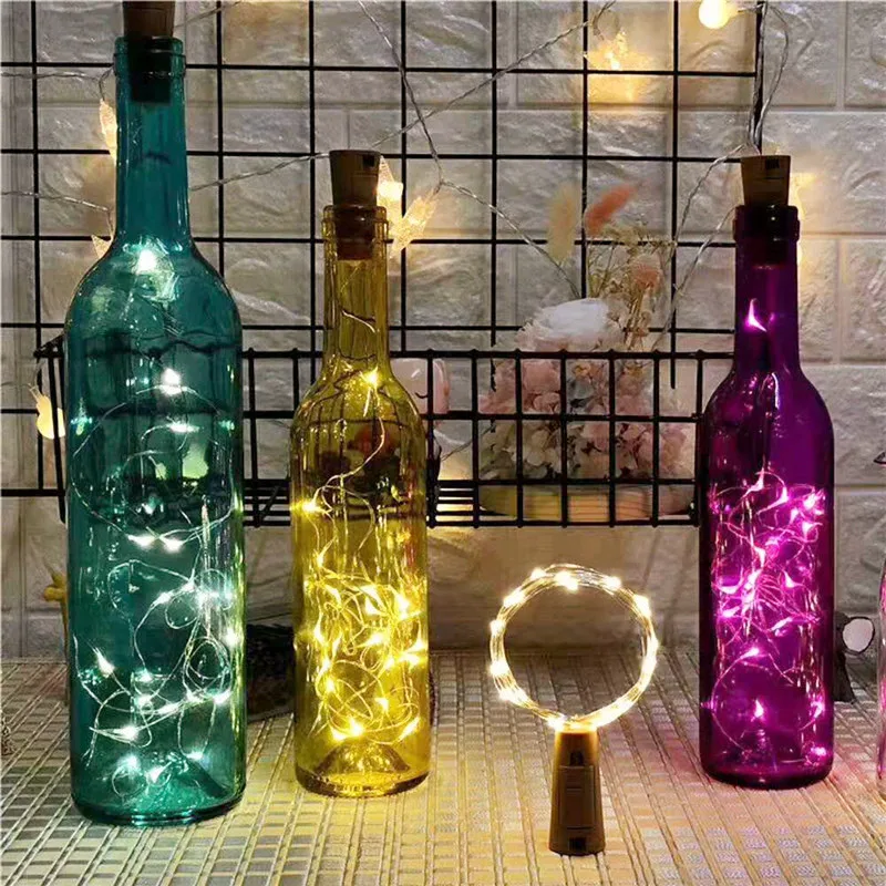 5 ชิ้นบาร์ LED ขวดไวน์ Cork String Lights ตกแต่งวันหยุด Garland Fairy ไฟคริสต์มาสทองแดงสายไฟ String