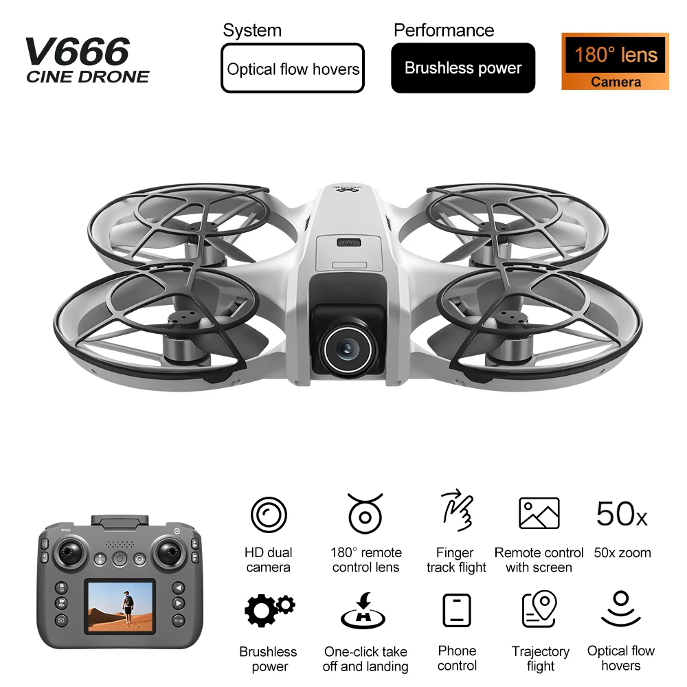V666 Mini Drone Rc WiFi 8K HD double caméra 6 axes Mode sans tête hélicoptère 180 °   Flip télécommande quadrirotor garçon jouet cadeau UAV