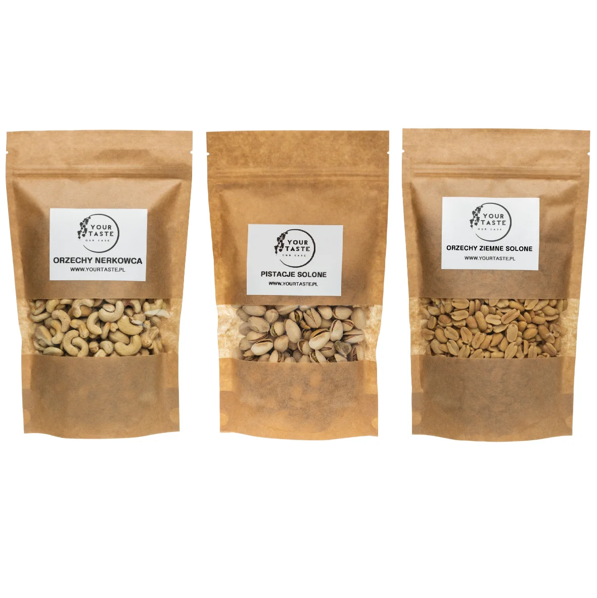 Your Taste Zestaw - Pistacje solone 500g + Orzechy nerkowca 500g + Orzechy ziemne solone 500g