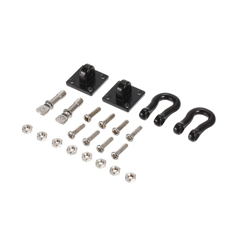2 Chiếc Kim Loại Leo Núi Kéo Kéo Móc Móc Khóa, bộ Tời Xiềng Xích Phụ Kiện 1/10 RC Xe Bánh Xích Xe Tải D90 SCX10 Đỏ Đen