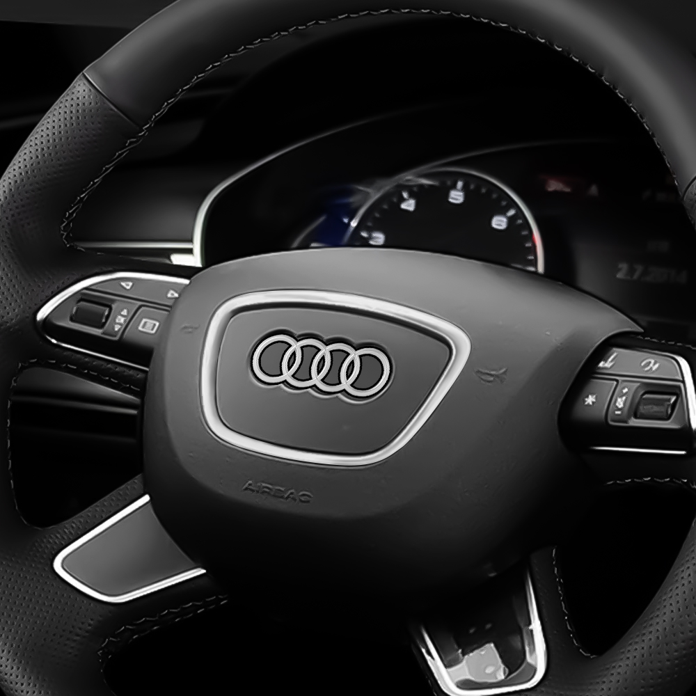 Estilo do carro volante centro logotipo cobre guarnição para audi a6l q7 q3 q5 a7 a5 a3 a4l a8l a8 q5l q8 a7l q6 E-TRON sq5 accessorie