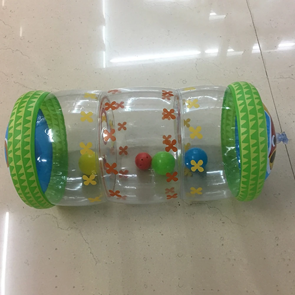 Rolo de engatinhar inflável brinquedos do bebê com chocalho e bola pvc desenvolvimento precoce infantil barriga tempo rastejando brinquedos para 6-12 meses