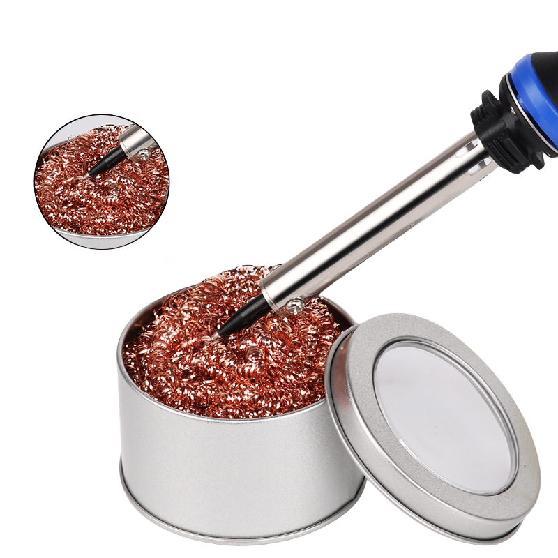 Desoldering Cleaning Ball Soldering Iron Mesh Filter Cleaning Nozzle Tip Copper Wire Cleaner Ball Metal Dross Box Clean Ball