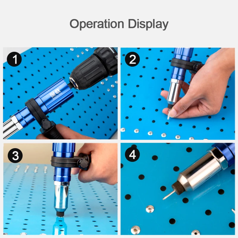 Riveter Adapter Electric Riveting Gun Adapter Rivet Insert Nut Pull Riveting Head Drills 2.4mm 3.2mm 4.0mm 4.8mm Cordless Tools