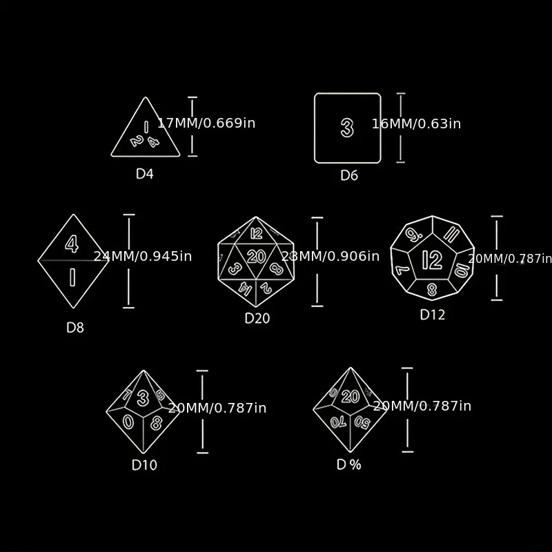 7 unids/set de dados de cielo estrellado azul para juegos de mesa DND Dungeons and Dragons D & D RPG juegos de rol de mesa