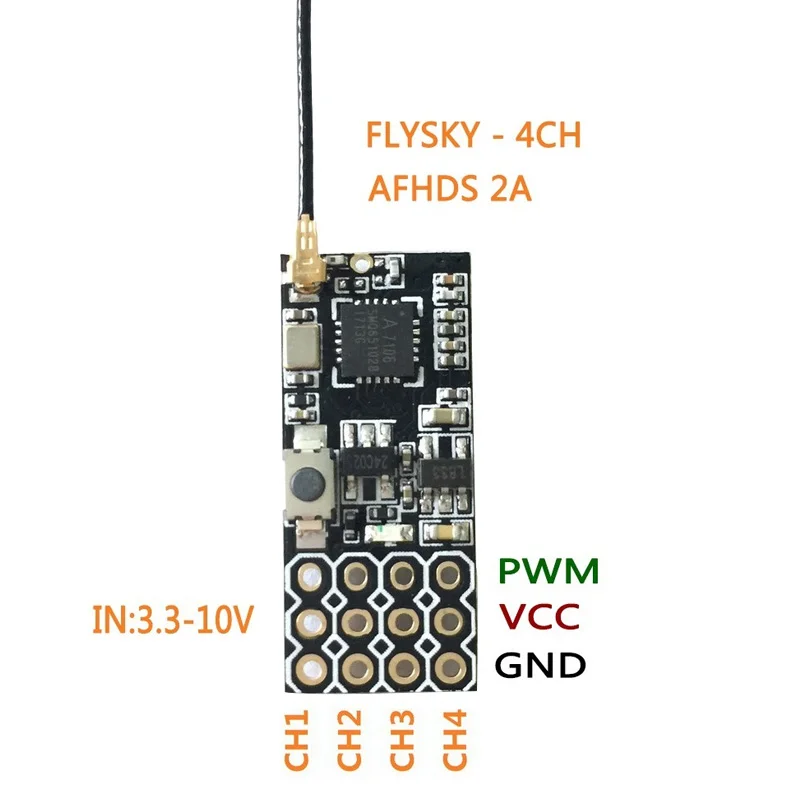 FS2A 4CH AFHDS 2A Mini receptor Compatible con salida PWM para transmisor Flysky i6 i6X i6S / FS-i6 FS-i6X FS-i6S