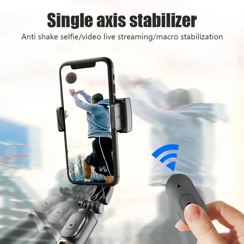 STTKGZD Stabilizzatore cardanico portatile Stabilizzatore Selfie Stick Luce di riempimento Smartphone Azione Kameralar Treppiede Bluetooth Gymba