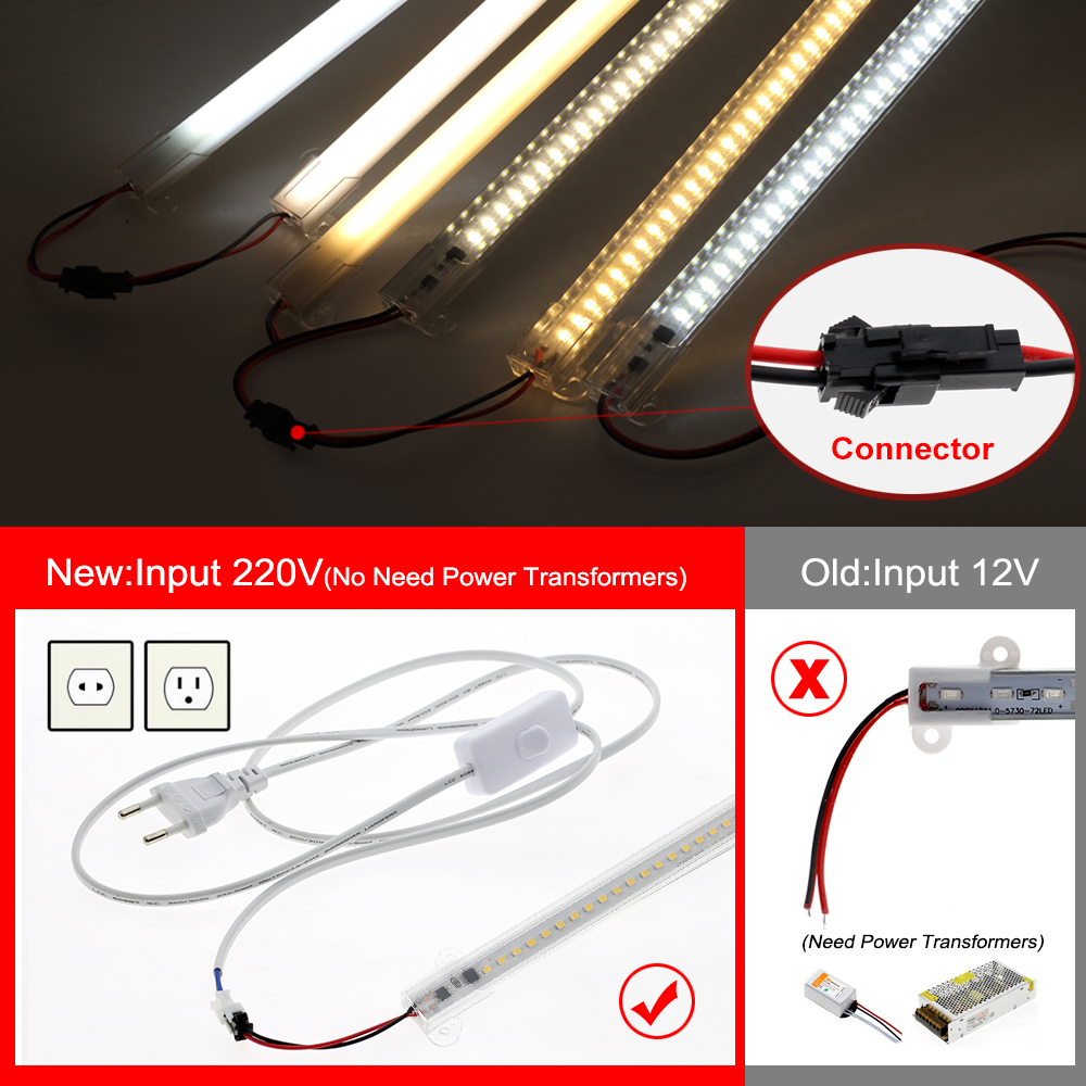 LED Tube Light AC220V  50cm 72LEDs High Brightness Night Bar 2835 Strip Energy Saving lamp for Home Kitchen Cabinet Wall Decor