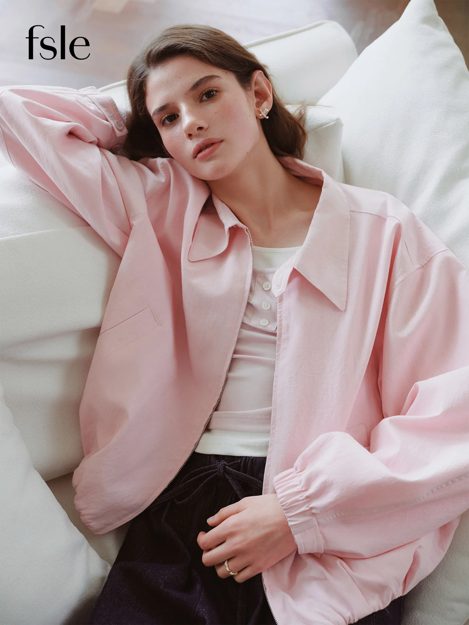 Fsle 2025 novo estilo francês celeiro cru glamour jaqueta curta feminina primavera outono nova chegada solto ajuste oversize workwear casaco