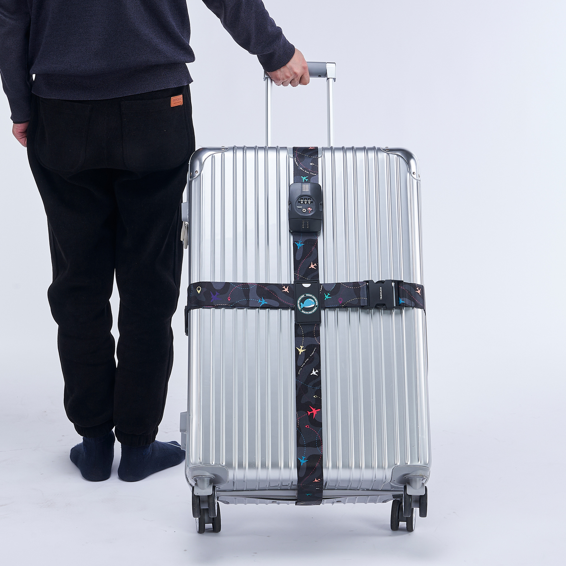Correas de equipaje con cerradura de combinación TSA, cinturones de embalaje ajustables, correas de encuadernación de bloqueo de aduanas para maleta de 20-32 pulgadas, viajes al extranjero