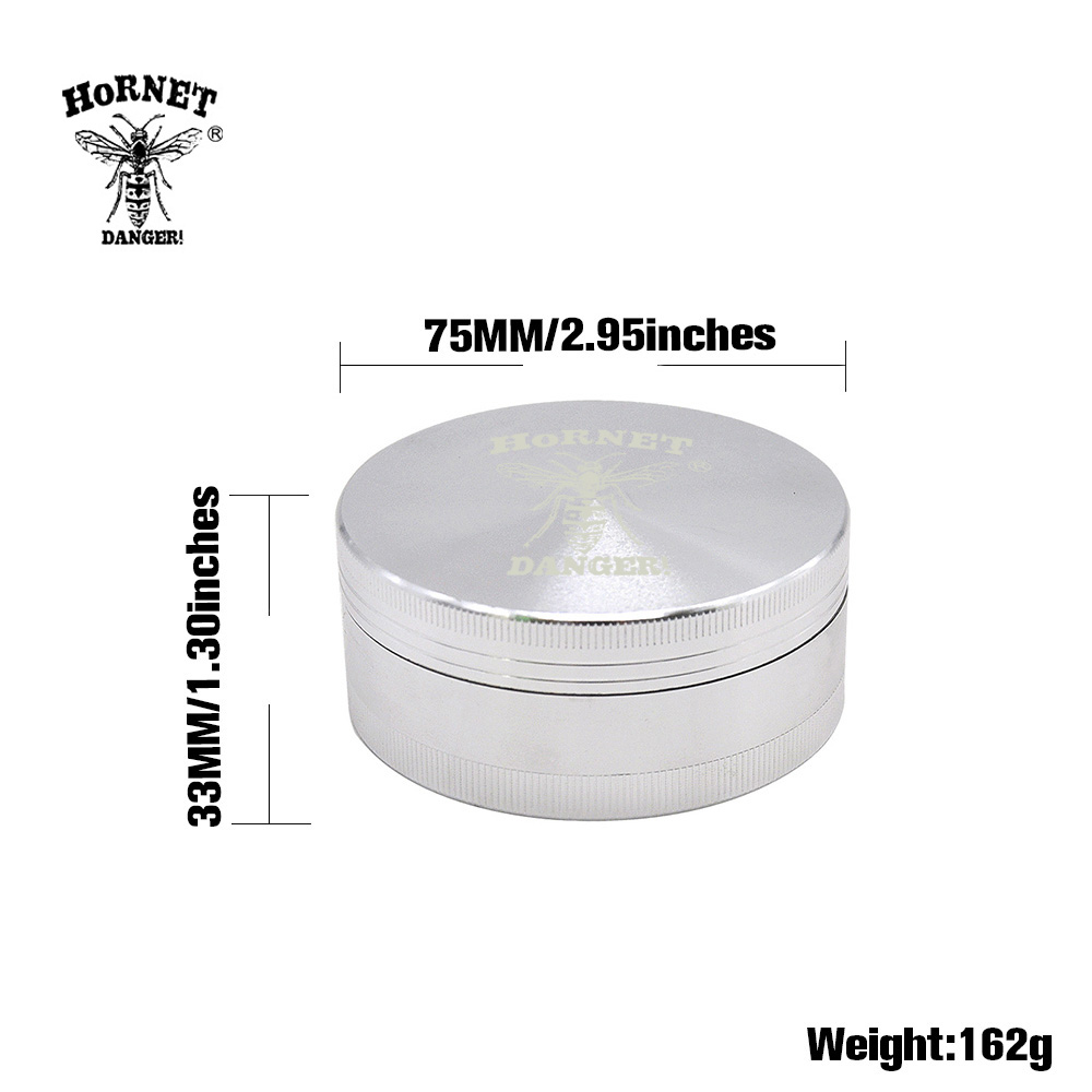 Logam Aluminium Ramuan Molinillo 75 MM 3 Lapisan Tembakau Molinillo dengan Berlian Tajam Gigi Herbal Penghancur Miller Moegres Erva