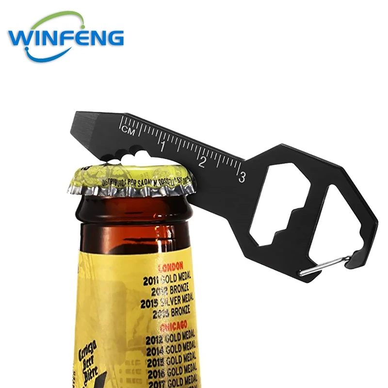Abridor de botellas multifunción, destornillador colgante Hexagonal, herramientas EDC de autodefensa, llavero para suministros de supervivencia para acampar al aire libre