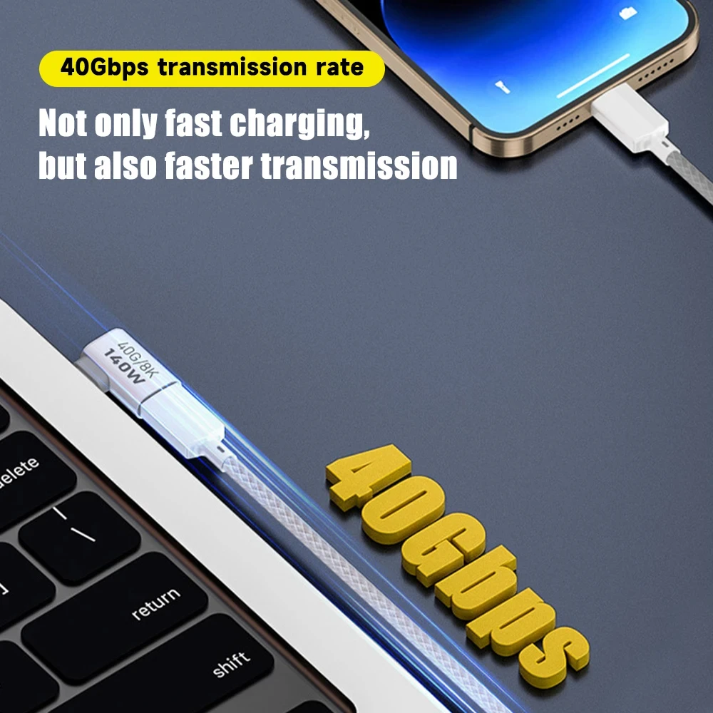 Adaptador PD140W USB C hembra a macho PD 3,1 Thunderbolt 3 40 Gbps transferencia de datos 8K @ 60Hz conector de extensión para MacBook Pro/Air