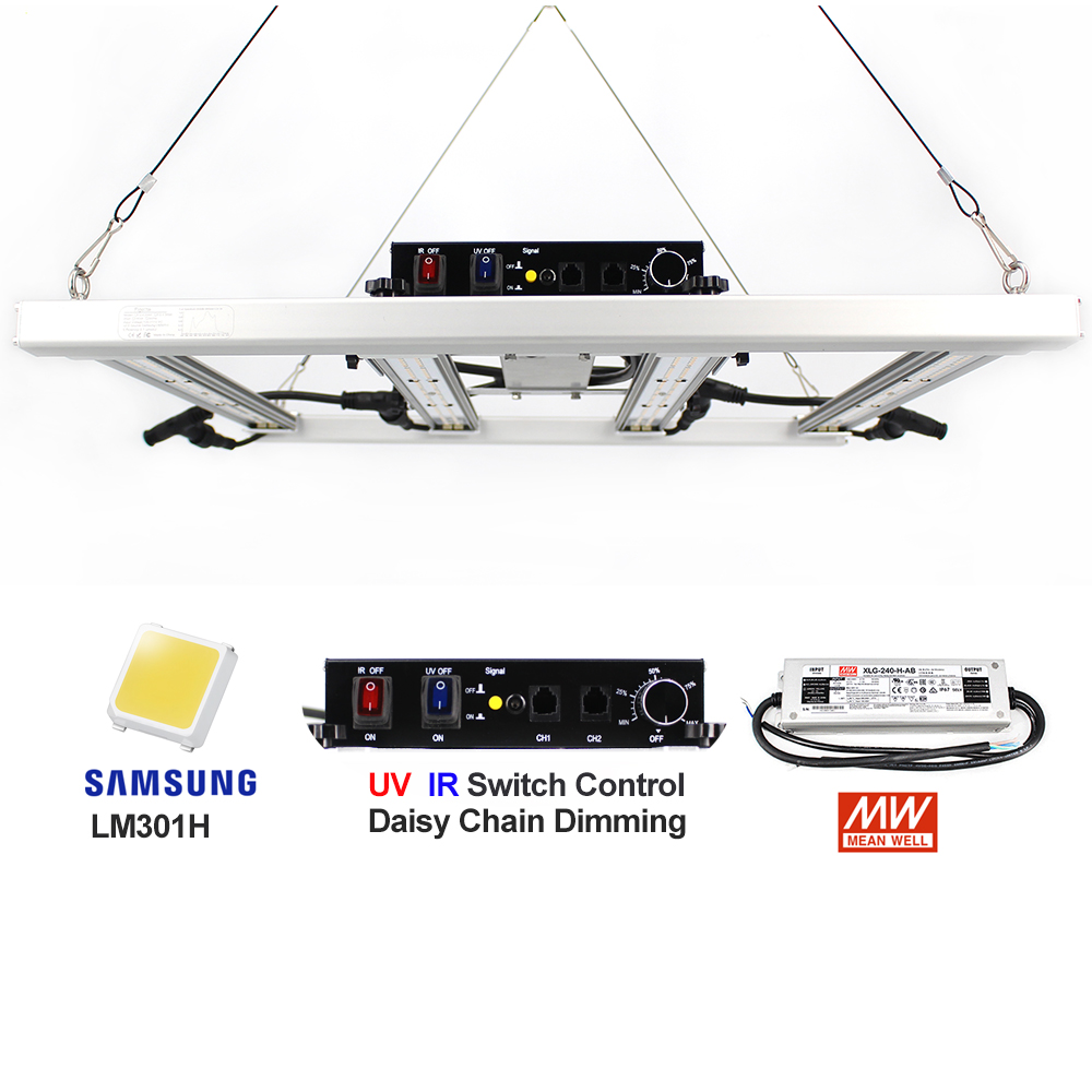 2025 Figolite último Samsung LM301H EVO 240W 320W 480W 600W 720W 1000W Quantum Tech barra LED luz de cultivo UV IR Control de interruptor