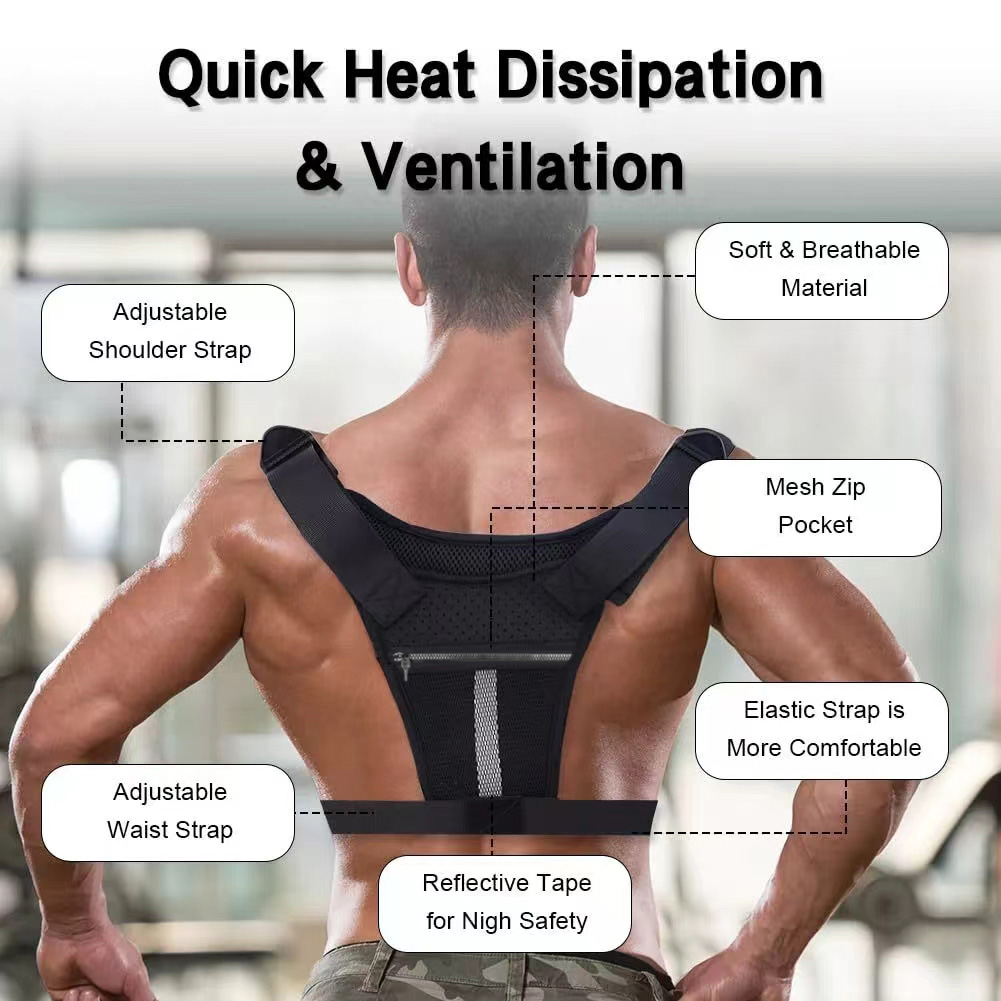 Sportborsttas voor heren, waterbestendige lichtgewicht hardloopvesttas aan de voorkant met ingebouwde telefoonhouder en extra opbergruimte