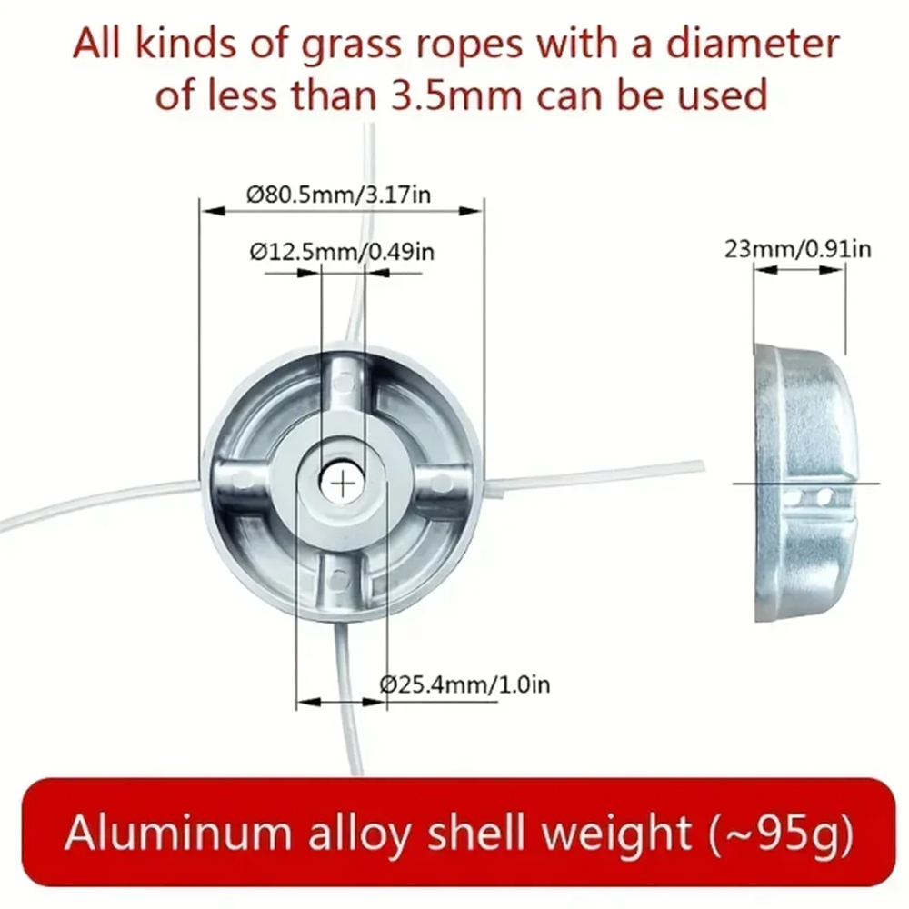 Universal Aluminum Alloy Lawn Mower Head and Replacement Nylon Steel for Lawn Mowing Line Lawn Mower Weed Head Accessories