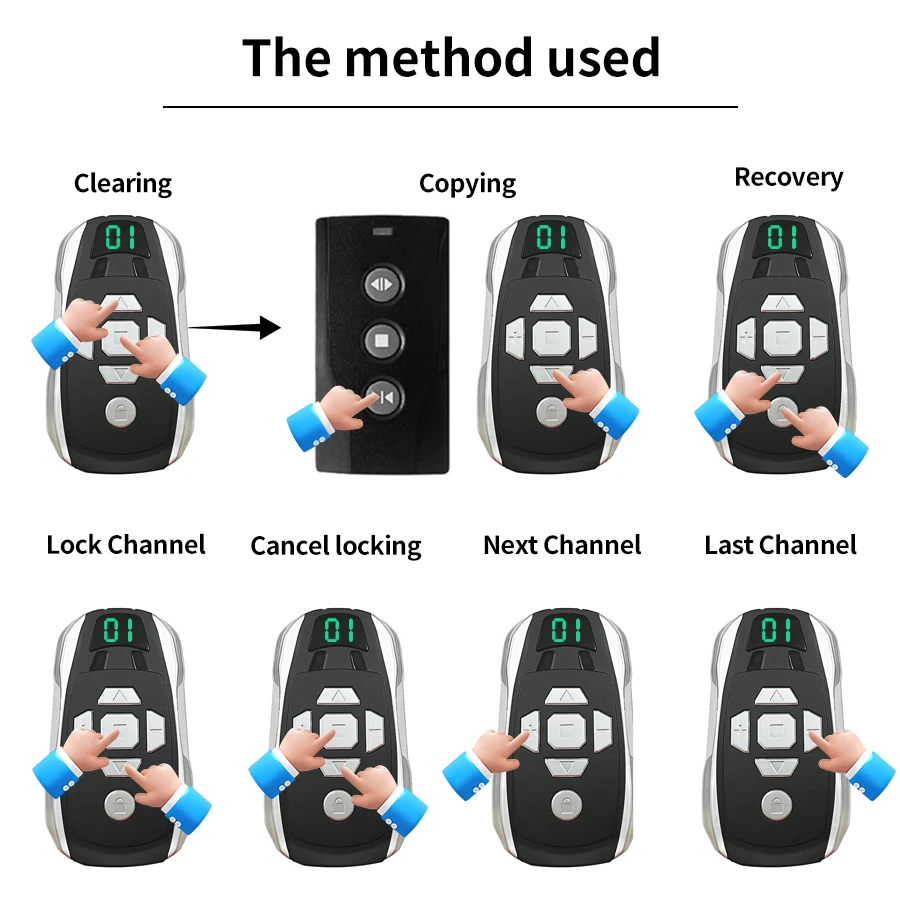 Control remoto recargable puerta de garaje duplicador de llaves clon copia controlador Universal multifrecuencia 300-915Mhz 433Mhz