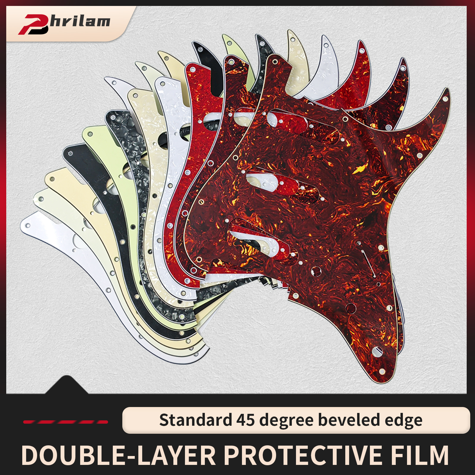 Protector de guitarra eléctrica PHRILM SSS11hole ST, golpeador Stratocaster de 3 capas con protector de papel de aluminio, se adapta al estándar americano/mexicano