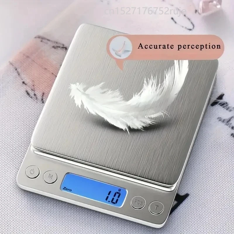 Báscula de joyería de alta precisión, Mini báscula electrónica de bolsillo portátil para el hogar, báscula de cocina de 0,1g, precisión de pesaje de alimentos