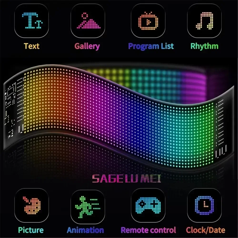 Truck Eye LED DIY Matrix Pixel Panel led Display Car Sign Animation Bluetooth App Control Programmable Flexible Screen for Car