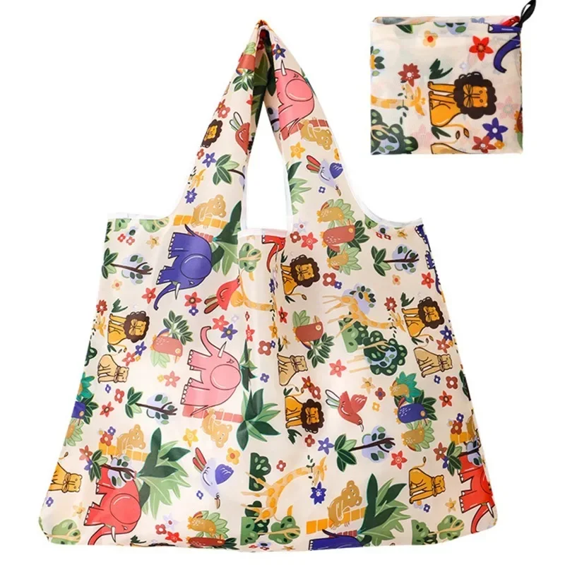 Bolsas de comestibles reutilizables, bolsas de compras grandes y lavables, bolsos de bolsillo resistentes de nailon plegables y respetuosos con el medio ambiente