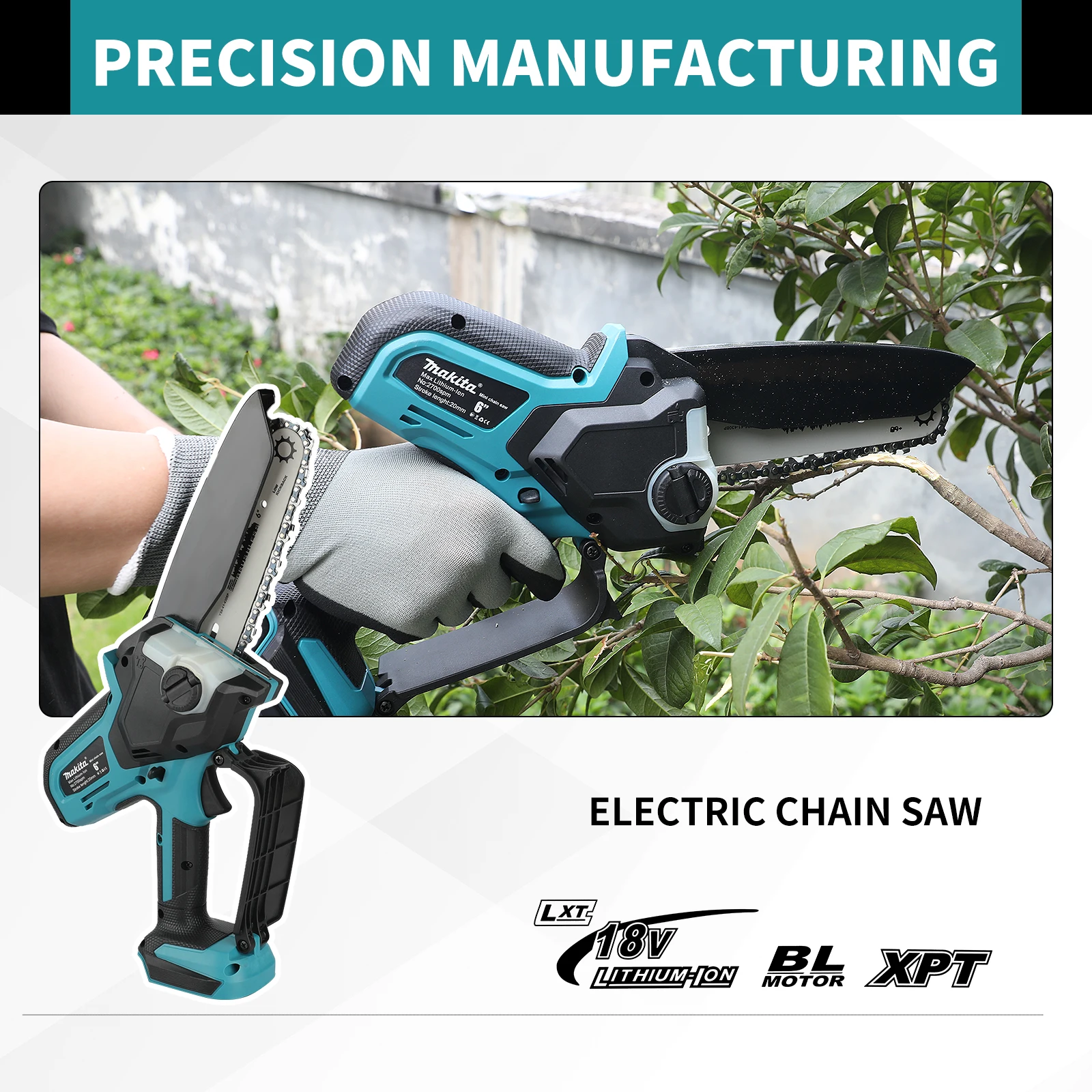 Makita 18V Cordless Chainsaw for Woodworking with Small Handheld Electric 6-inch Logging Sawzall Mini Portable Chainsaw