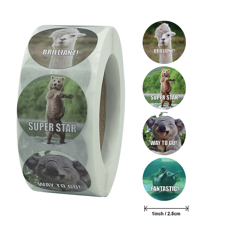 500 ชิ้นสติกเกอร์รางวัลสร้างแรงบันดาลใจสติกเกอร์ม้วนสําหรับเด็กสําหรับโรงเรียนรางวัลนักเรียนครูสัตว์น่ารักสติกเกอร์ป้าย