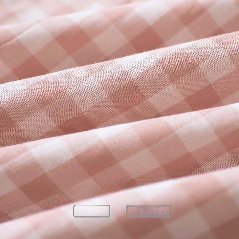 MuJ Unbranded Cotton Pajamas Long Sleeve Thin Double Layer Cloth Pure Cotton Plaid Home Clothes for Couples Spring Autumn Summer