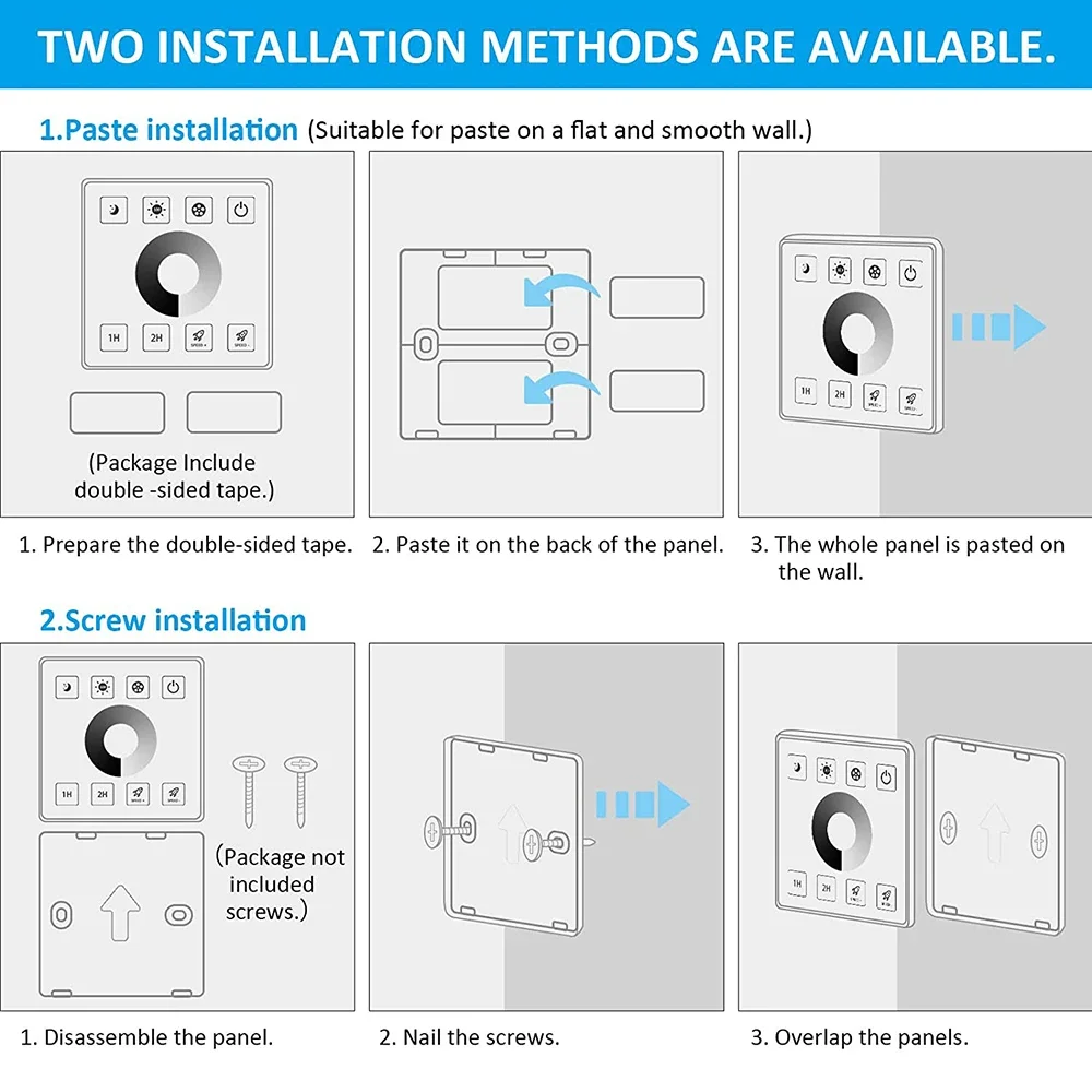 Atenuador LED RF DC5V 12V 24V 30A controlador LED inalámbrico 2,4G interruptor de Panel táctil para tira de LED de un solo color 5050 3528 COB