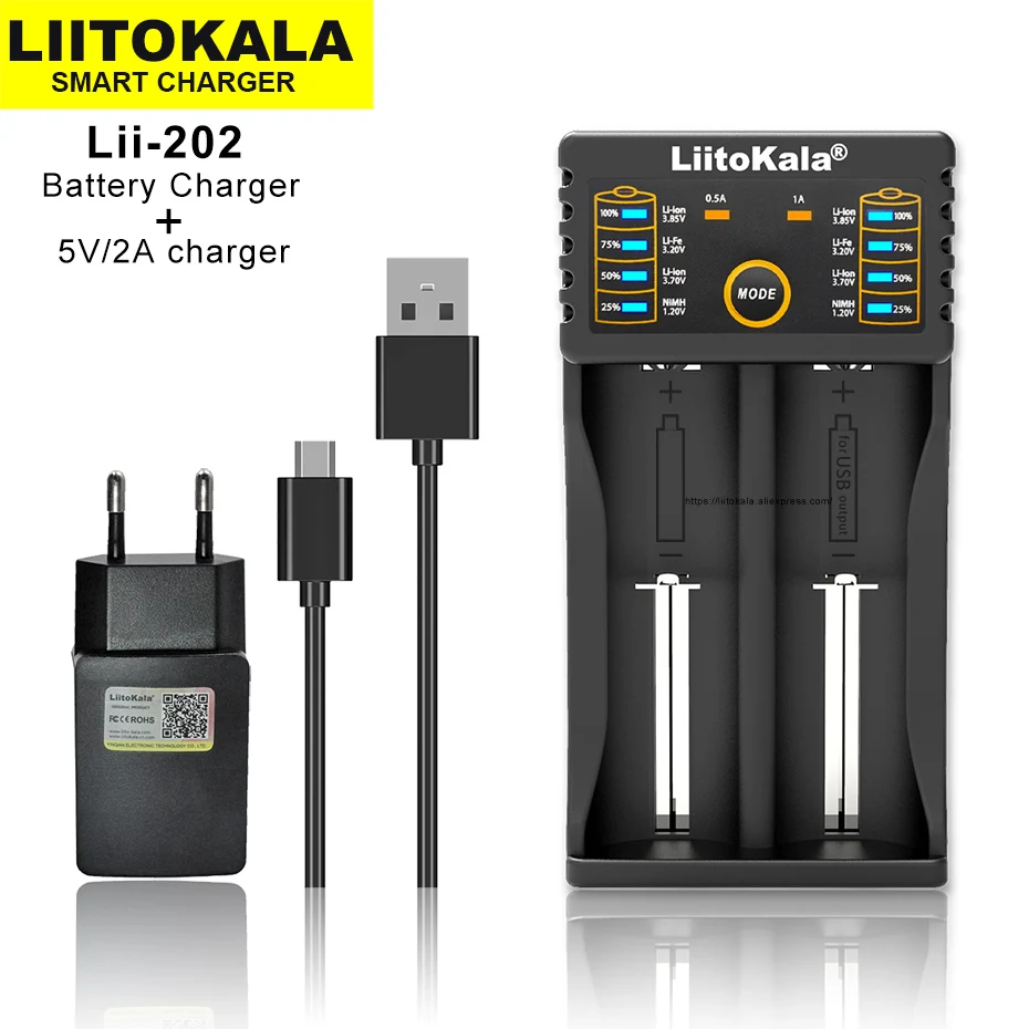Liitokala Lii-202 1,2 3,7 3,2 v v v aa/aaa nimh lithium batterie smart ladegerät