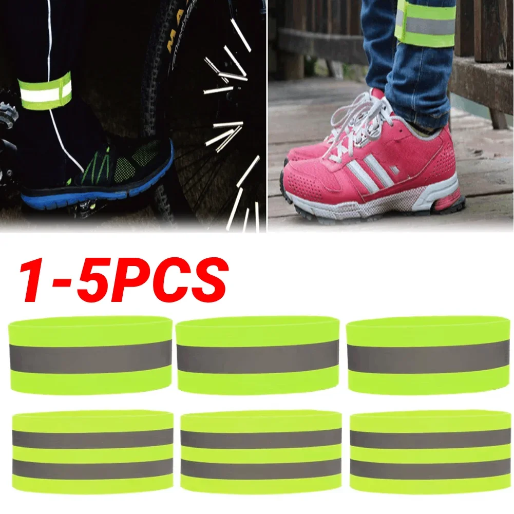 1-5PCSRiflettente Bracciale riflettente regolabile Cinturino Riflettore di sicurezza ad alta visibilità per passeggiate notturne Ciclismo Corsa