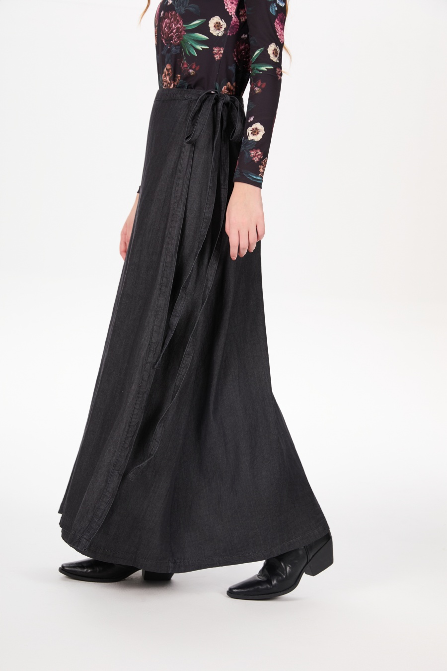 AS AW25 denim one pieces  wrap skirts adjustable waist woman clothing