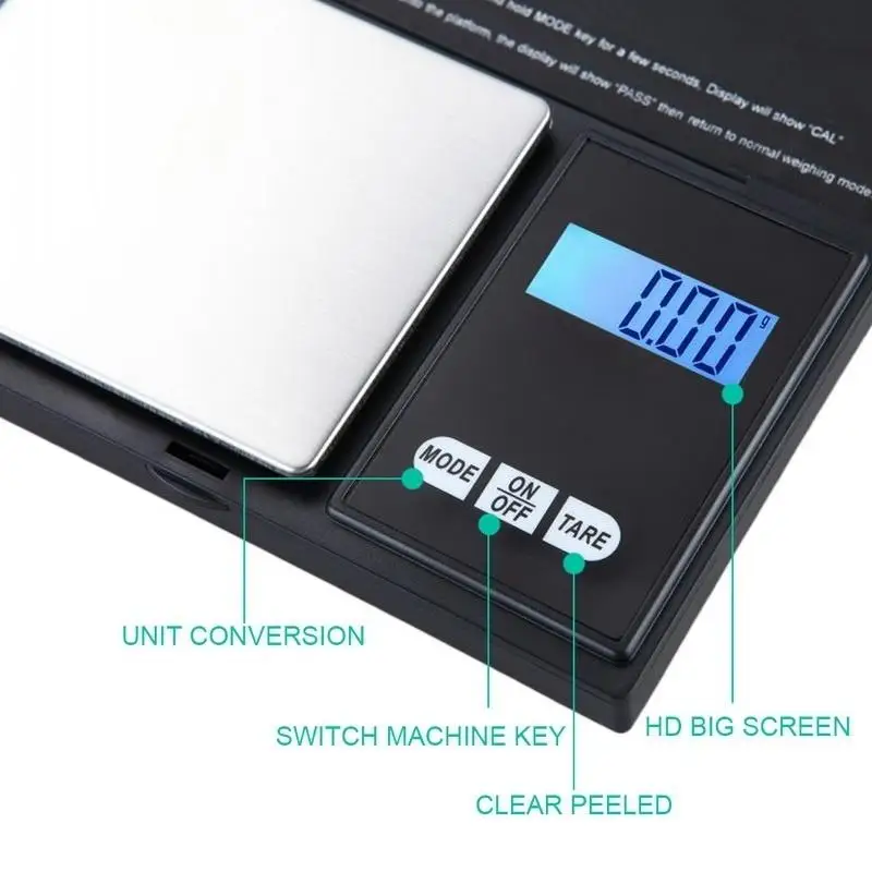 Bilancia per gioielli per bilancia digitale in oro argento sterling Bilancia elettronica in grammi 100 g/200 g/300 g/500 g x 0,01 g/0,1 g Mini tasca