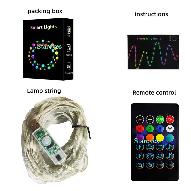 Smart RGB USB DC5V 5m 10m 15m 20m IP65 LED cadena WS2812B IC color mágico Bluetooth aplicación IR remoto luz de Navidad RGB decoración DIY